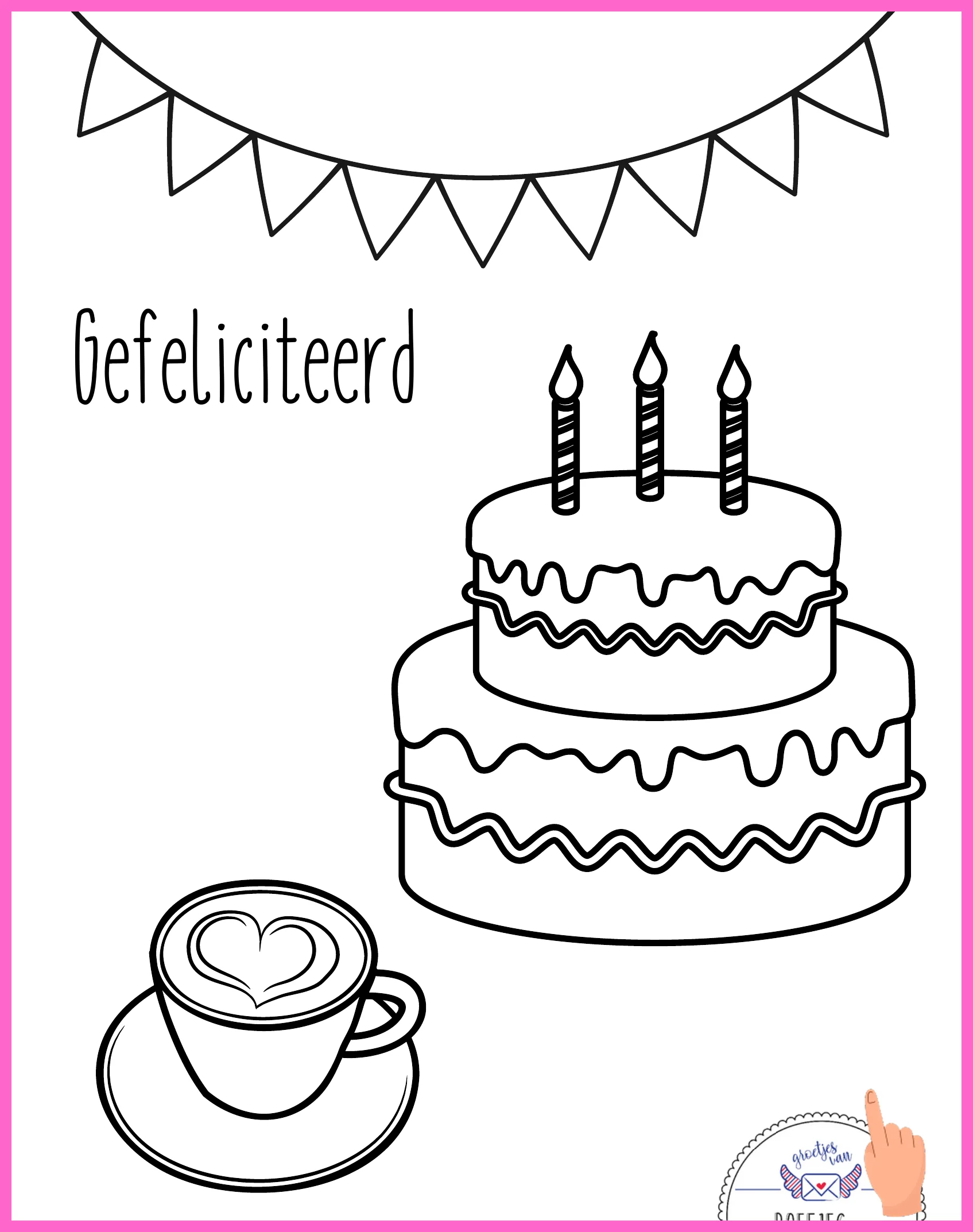 gefeliciteerd kleurplaat downloaden en printen