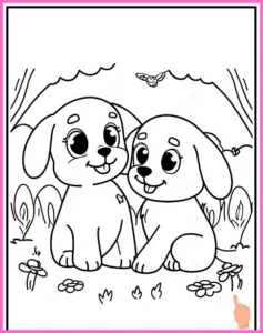 puppies kleurplaat downloaden en printen